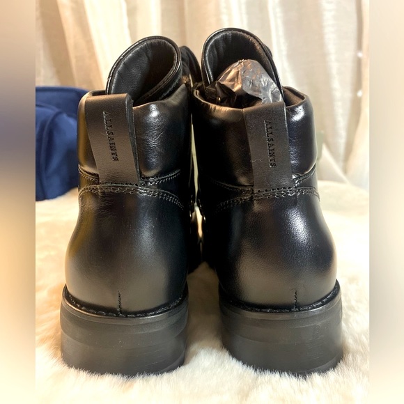 ALL SAINTS Women’s Sz 7 Lia Calf Leather Drawstring Black Combat Boots UK5 NIB - Picture 6 of 7